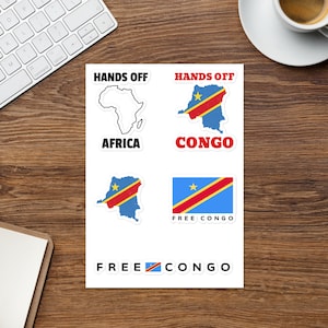Congo Flag Sticker Pack: Hands Off Congo, Glossy Finish