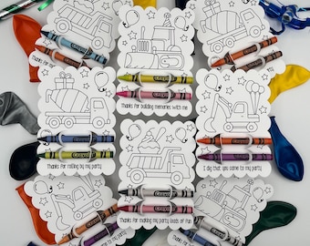 Construction Vehicle Party Favor, Toddler and Preschool Birthday Gift Bags