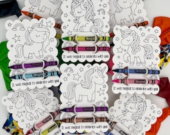 Unicorn Party Favor: Kids Birthday Goodie Bags with Crayons, Non Candy Birthday Favors