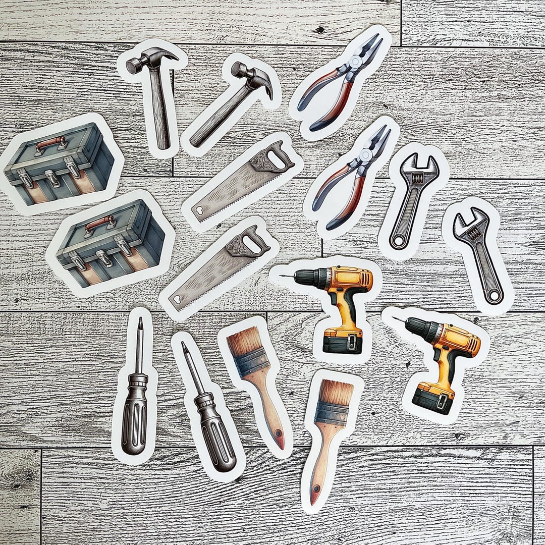 Construction Tool Stickers: Handyman Party Favors, Kid Crafts - Etsy