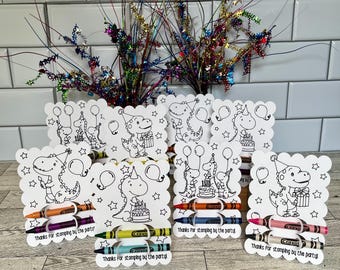 Dinosaur Party Favor, Dino-Mite Party for Girl, Dino Birthday Party Favor for Boy, Dinosaur Coloring Cards for Kids