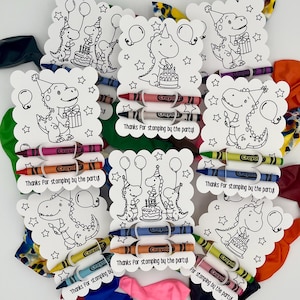 Dinosaur Party Favor: Kids Birthday Goodie Bags with Crayons