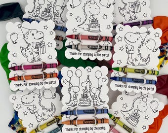 Dinosaur Party Favor: Kids Birthday Goodie Bags with Crayons