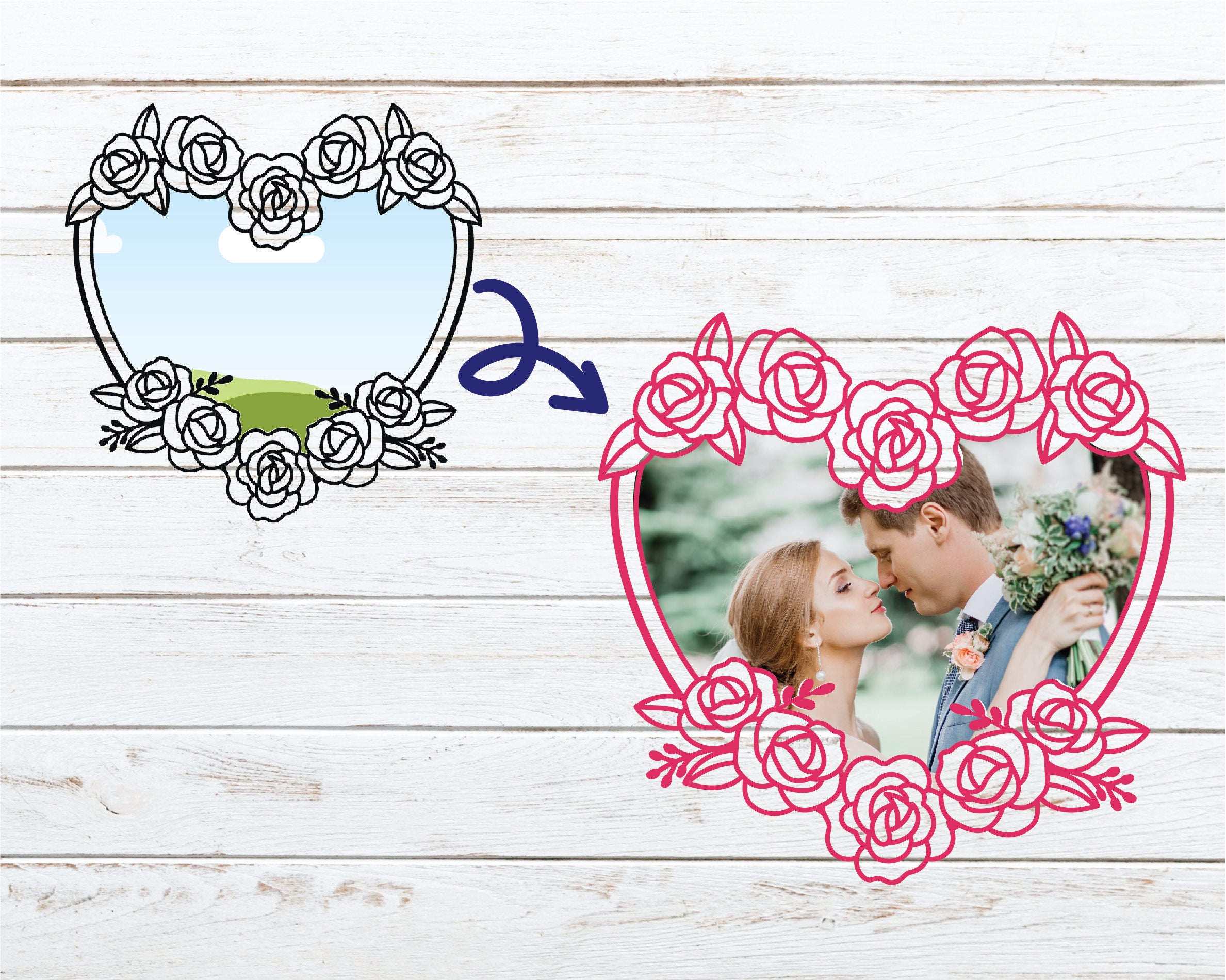 Heart Wreath SVG PNG Bundle Canva Compatible, Floral Mother's Day Decor ...
