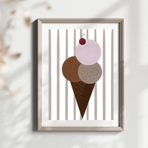 Ice cream wall art, ice cream art print, summer fun art print, modern art print, wall decor, retro wall art, retro art print, kids room art