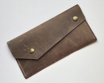 Full Grain Leather Men's Wallet with Phone Pocket | Minimalist Leather Wallet for Men | Handmade Wallet