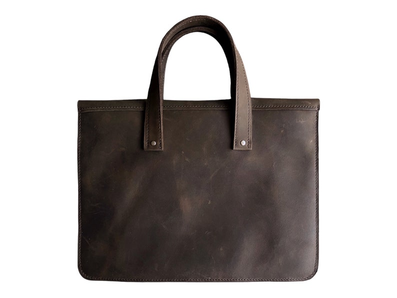 Full-Grain Leather Laptop Bag Handmade Elegance for Professionals, Full Grain Leather 13 Inches Laptop Bag, Handle Bag zdjęcie 3