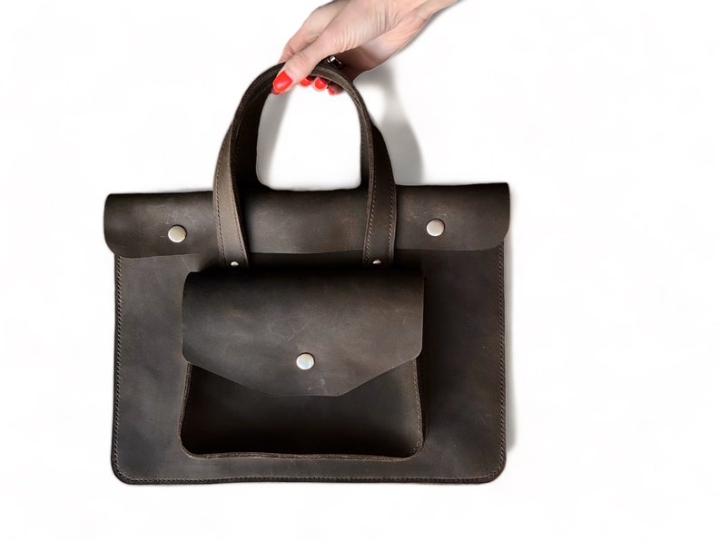 Full-Grain Leather Laptop Bag Handmade Elegance for Professionals, Full Grain Leather 13 Inches Laptop Bag, Handle Bag zdjęcie 4