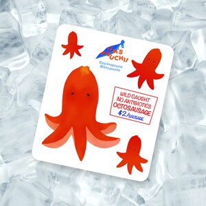 Octosausage Sticker by iim | Funny Food Sticker | Cute Aesthetic Sticker | Water Bottle Sticker |  Laptop Sticker | Water Resistant Vinyl
