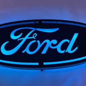 Señal de Ford con luz LED, logotipo de Ford Led, luz LED de Ford, luz de pared de Ford, regalo de señal de Ford, señal de Ford de metal, señal de Ford, decoración de garaje de Ford, para coche