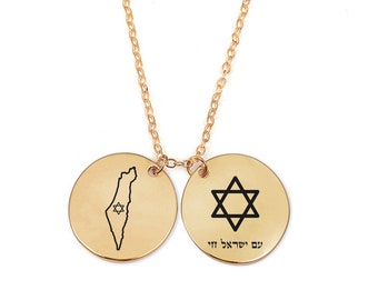Israel Map Halskette, Davidstern Anhänger: Jüdischer Stolz Schmuck