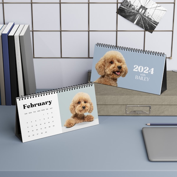Custom Dog Calendar 2024, Custom 2024 Calendar, Dog Owner Gift, Custom Dog Gifts, Personalized Dog Gift, 2024 Calendar, Desk Calendar 2024