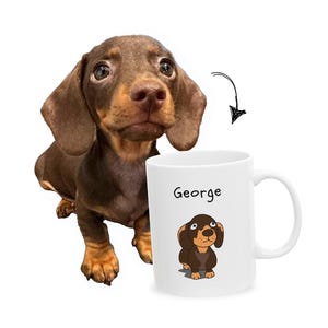 Custom Dog Portrait Mug, Custom Pet Face Mug, Dog Coffee Mug Gift, Dog Owner Gift, Personalize Dog Mug Gift, Dog Cartoon Custom, Dog Sketch
