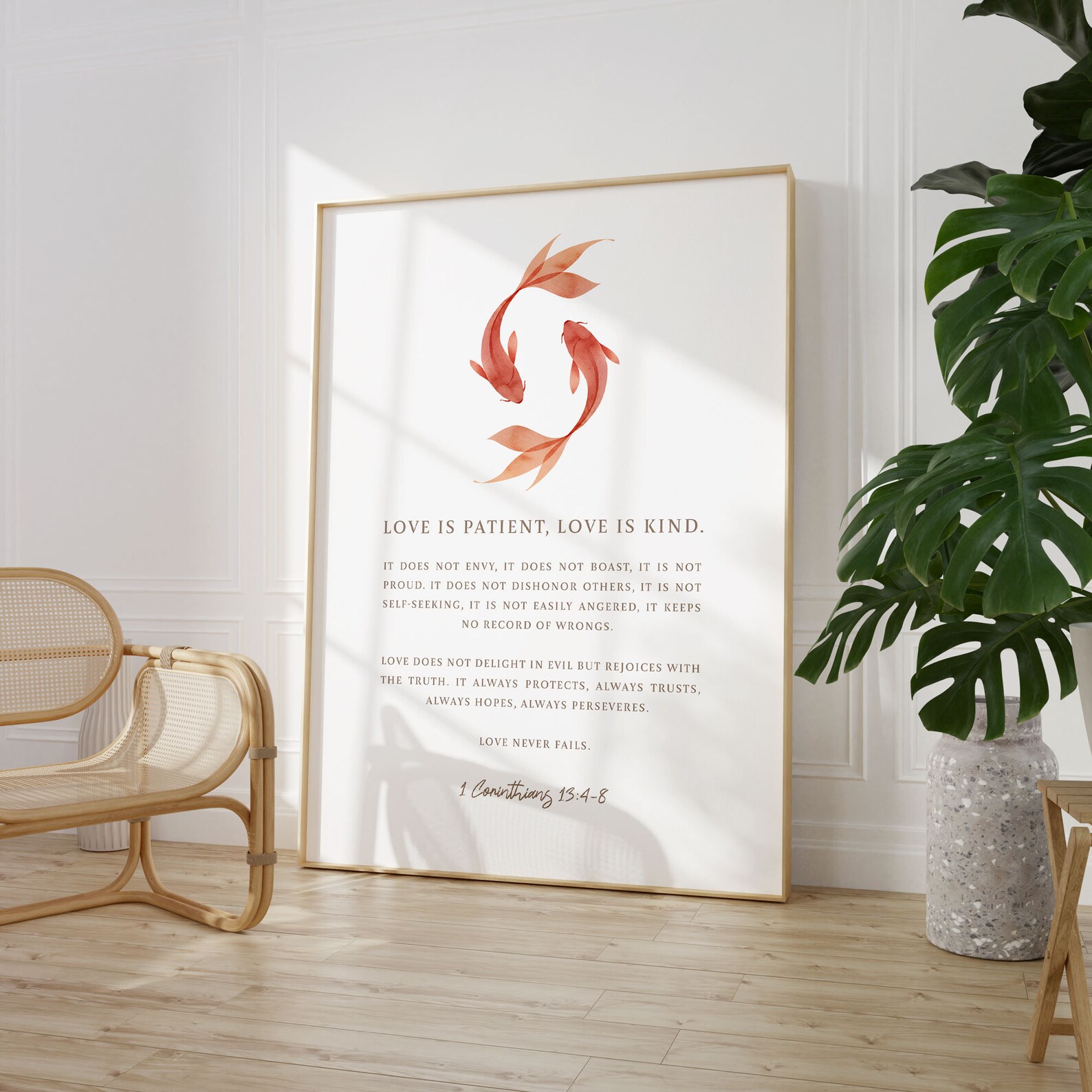 1 Corinthians 13:4-8 Wall Art, Koi Fish Color Art, Love is Patient ...