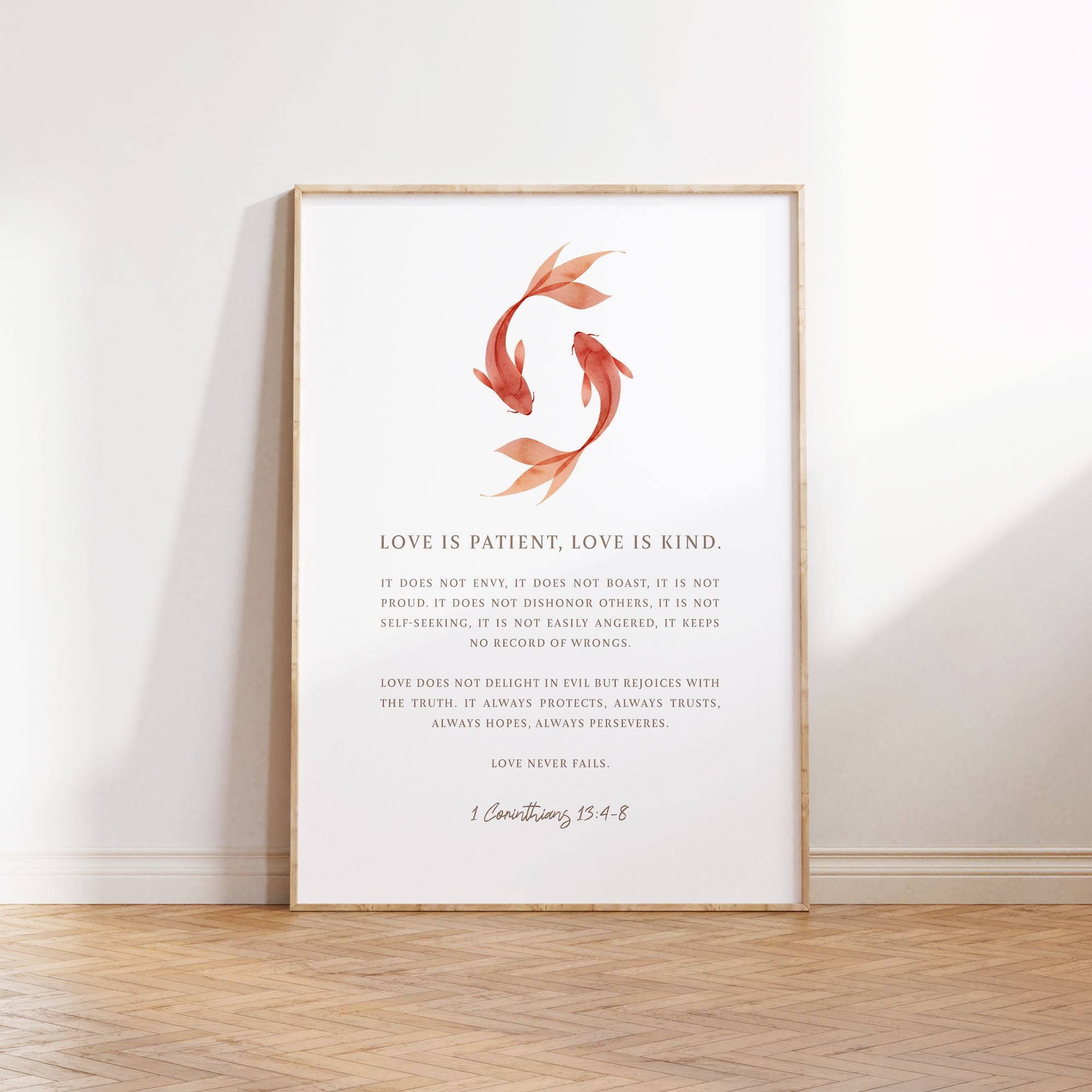 1 Corinthians 13:4-8 Wall Art, Koi Fish Color Art, Love is Patient ...