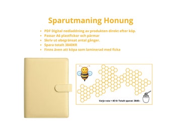 Sparutmaning Savings challenge Honung PDF A6 Hög