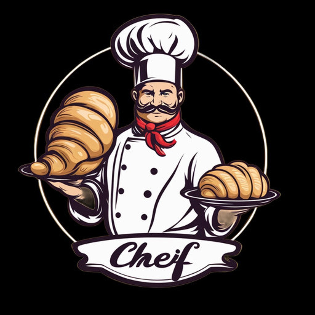 Logo Chef With Croissant Vector - Etsy