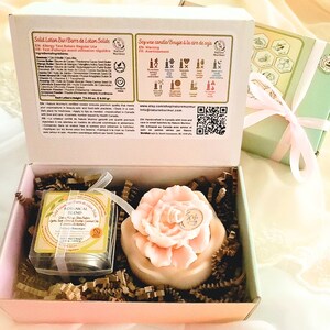 Thank You Gift For Her Spa Gift Box Set Favors Self Care Gift Box Rose Soy Candle & Solid Lotion Bars Favor For Women Handmade Care Package