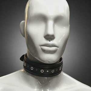 Black Leather Choker, Adjustable Buckle Day Collar with Original Design