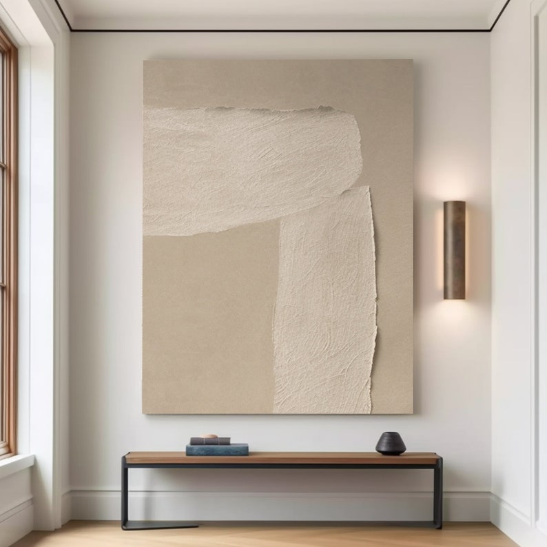 Beige 3D Texture Painting Modern Minimalist Luxury Art Beige Abstract
