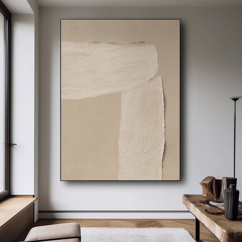Beige 3D Texture Painting Modern Minimalist Luxury Art Beige Abstract