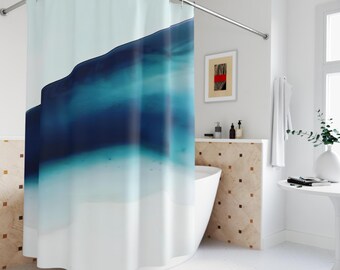 Ocean Shower Curtain Blue Bathroom decor birthday gift for her sky shower curtain sea deep blue water bathroom curtain nature ocean waves