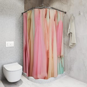 Pink Shower Curtain for girls in Vintage Style Colorful Bathroom Decor for women birthday gift Vogue Wardrobe Vintage fashion for dancers image 5