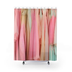 Pink Shower Curtain for girls in Vintage Style Colorful Bathroom Decor for women birthday gift Vogue Wardrobe Vintage fashion for dancers image 2