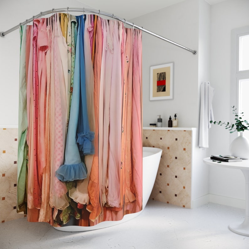 Bow Cute Pink Shower Curtain, Preppy Girly Pink Shower Curtain Set Bow