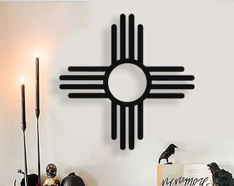 ジア・サン メタルウォールアート、南西部メタルアート、ニューメキシコサイン、パティオとガーデンの装飾、南西部の装飾、ジア・サンシンボル、ホームウォールアート