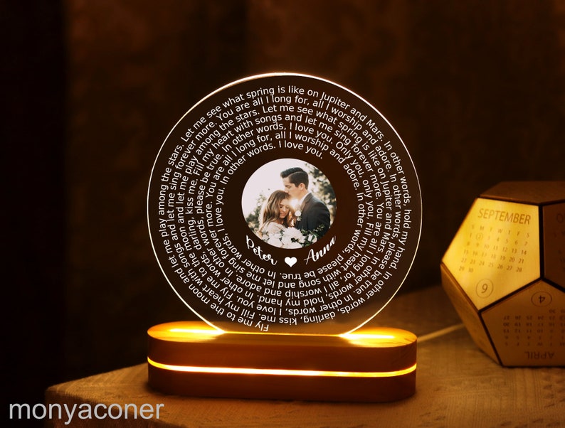 Personalized Night Light Home Decor Wedding Gift Ideas Engagement Gift