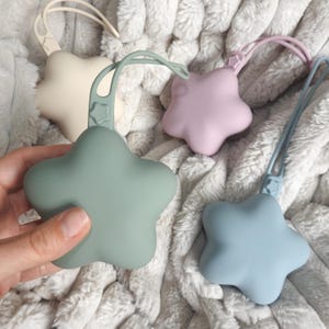 Estuche para chupete, bolsa de silicona para chupete, soporte para edredón, estuche de viaje, estuche portátil para chupete, almacenamiento para chupete, forma de estrella, rosa, verde, azul, crema