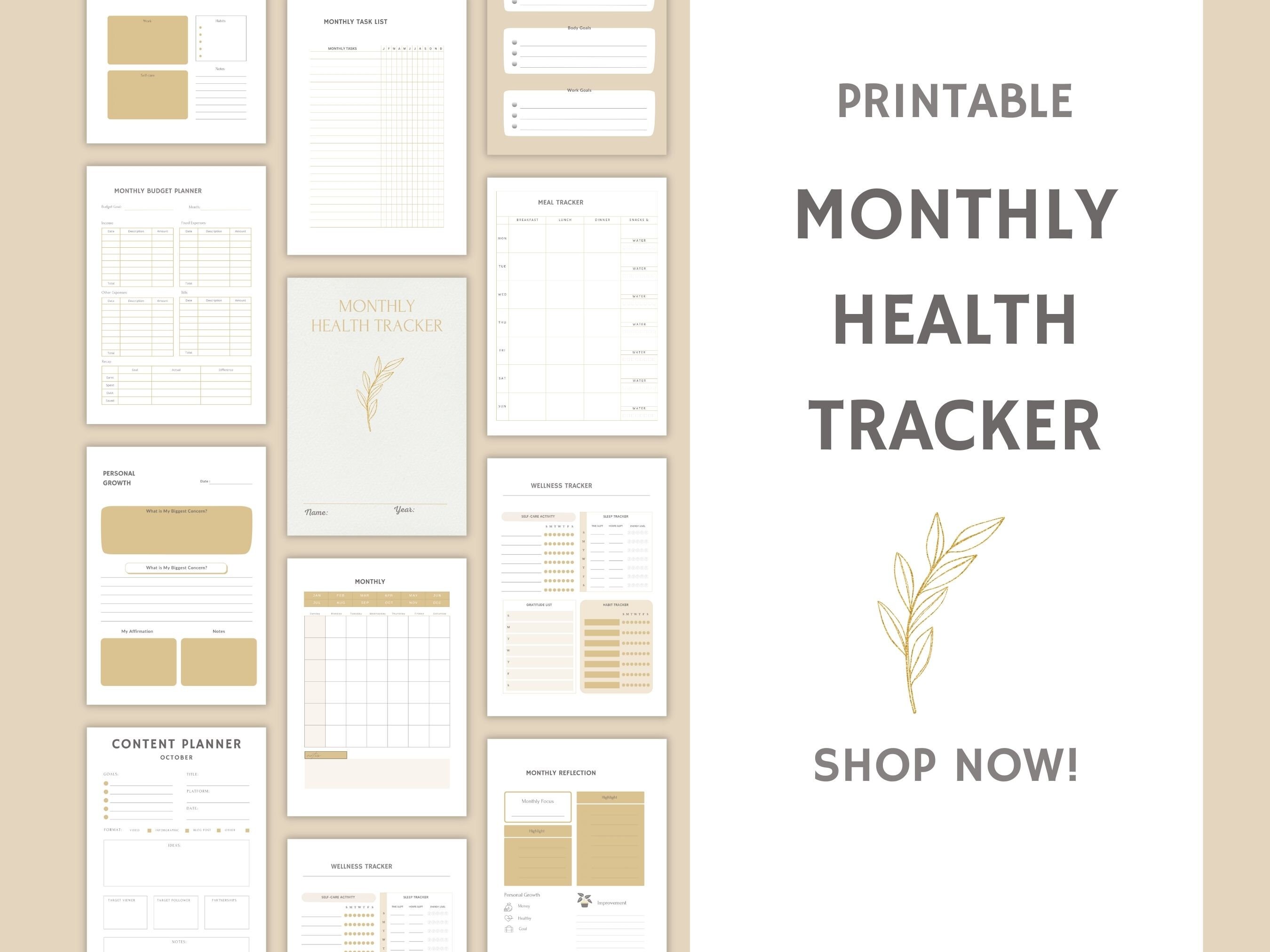 Monthly Habit Tracker Printable | Self Care Planner | Love Journal for ...