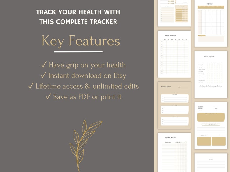Monthly Habit Tracker Printable | Self Care Planner | Love Journal for ...