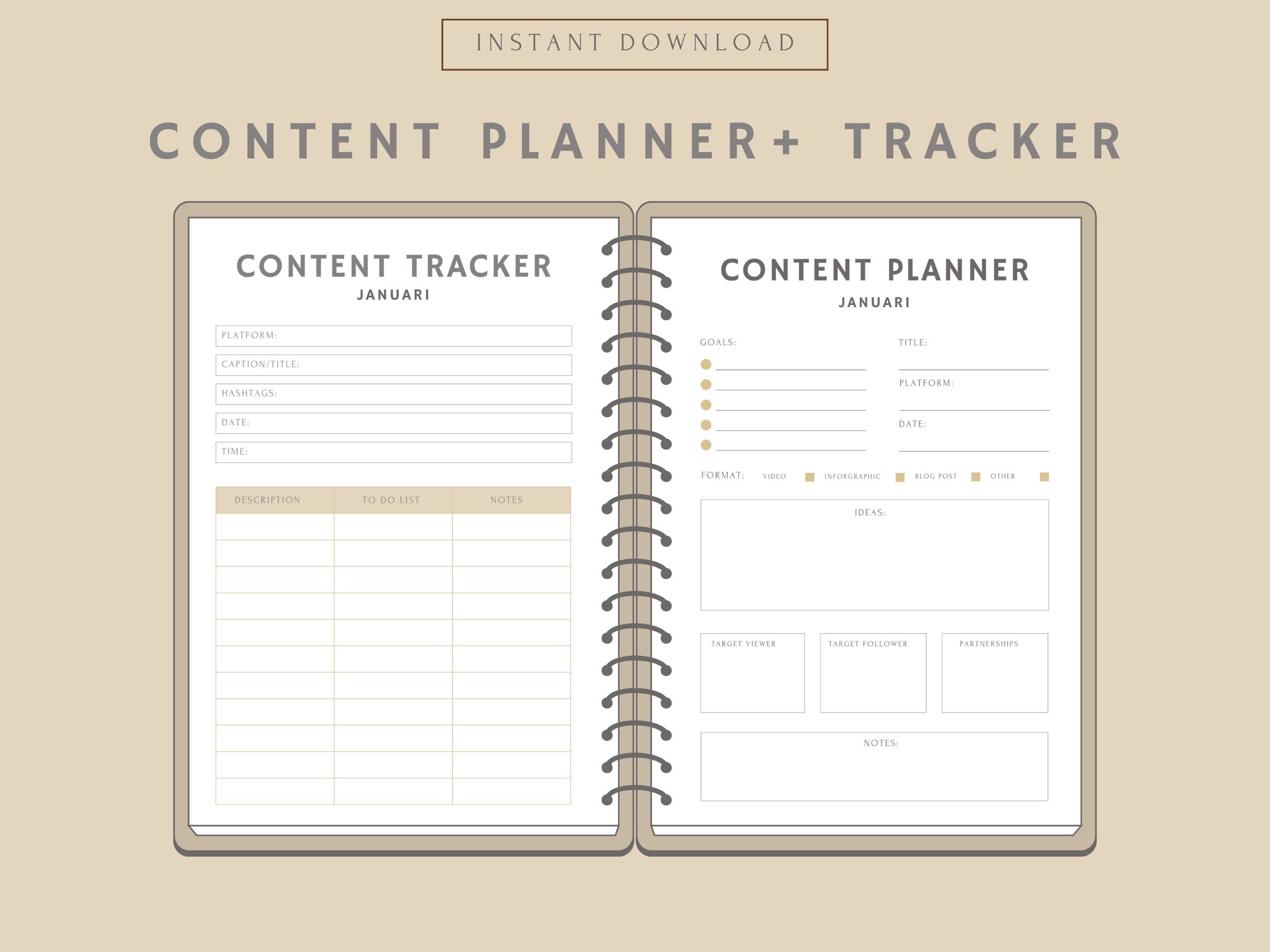 Printable Content Planner Tracker Monthly Printable Social Media Printable Content Planner Tracker Monthly Printable Social Media