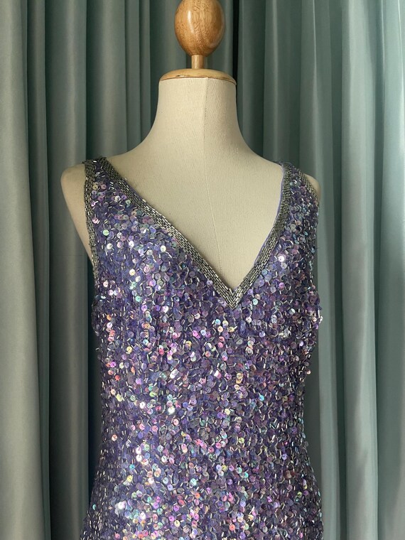 Vintage 90s Black Tie by Oleg Cassini Sequin Silk Cocktail Dress  Lilac  Purple Party Dress Size 10 | Beaded Evening Dress - Etsy