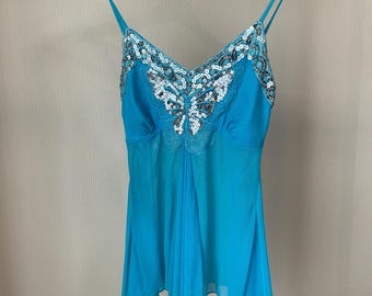 Hand Beaded Butterfly Sequin Top: Vintage 90s Festival Glam