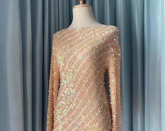 Y2K Crochet Sequin Top Vintage Mermaidcore Festival Blouse Iridescent Sparkle Party Top Boho Beach Cover