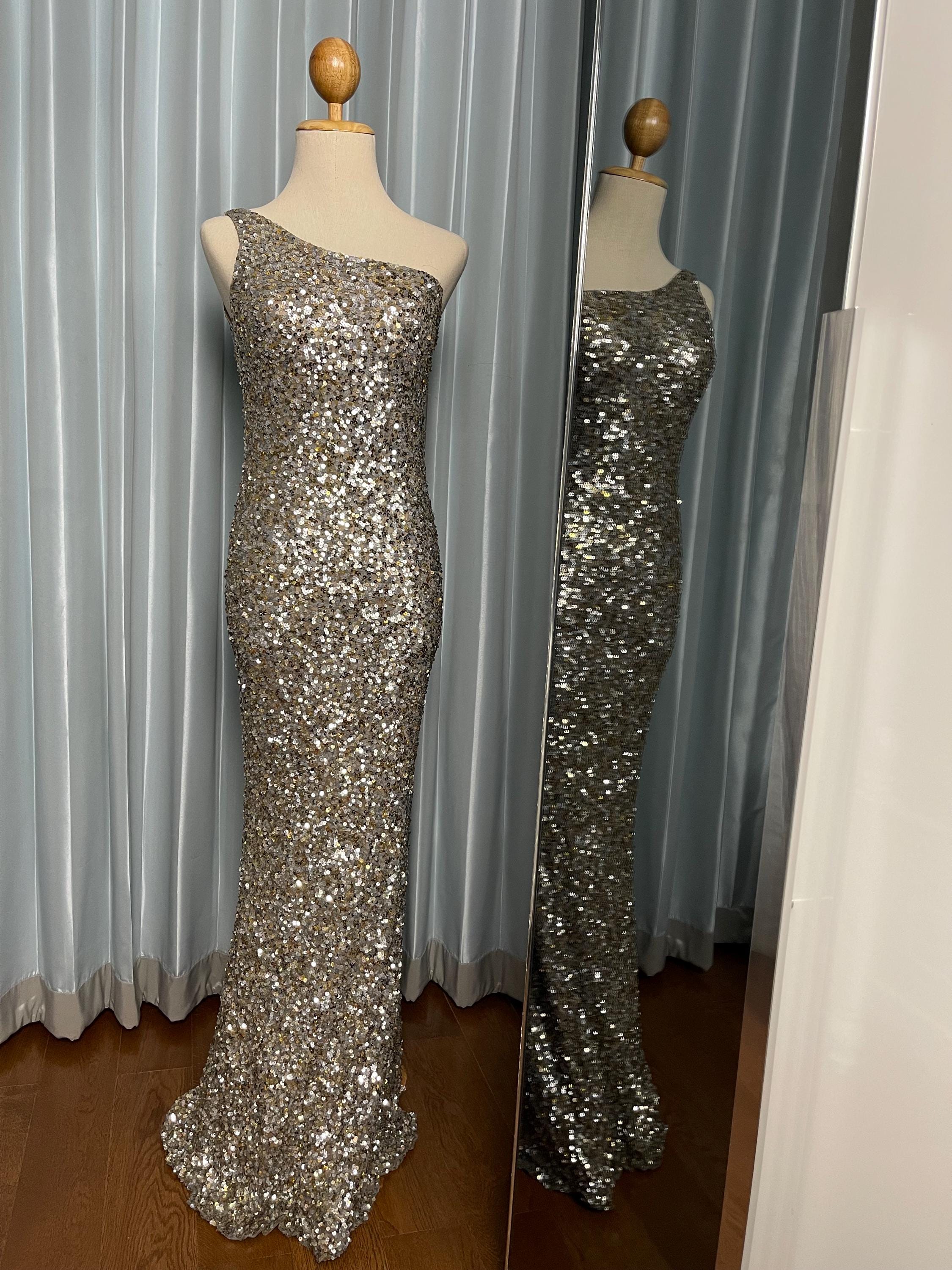 scala one shoulder sequin dress SCALA -80110 One Shoulder Sequin Embellished Sheath Dress, INDIGO