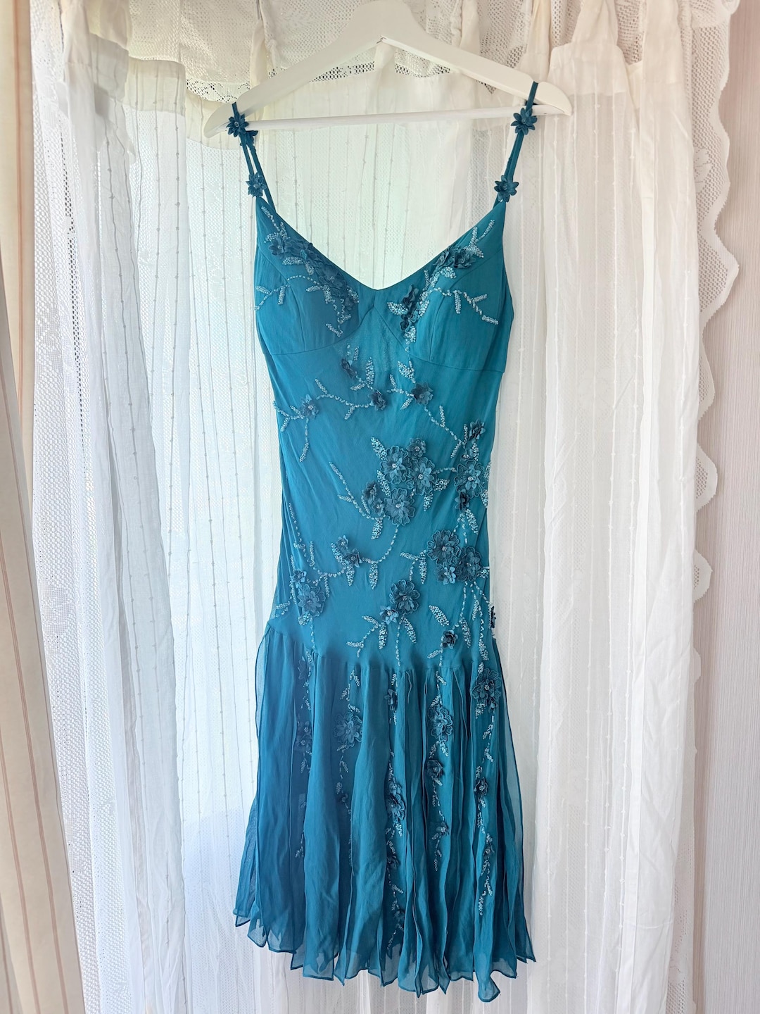 Beaded Silk Evening Gown Y2K Vintage | Sue Wong Nocturne Teal Fairy Dress  Deadstock Size 10 - Etsy