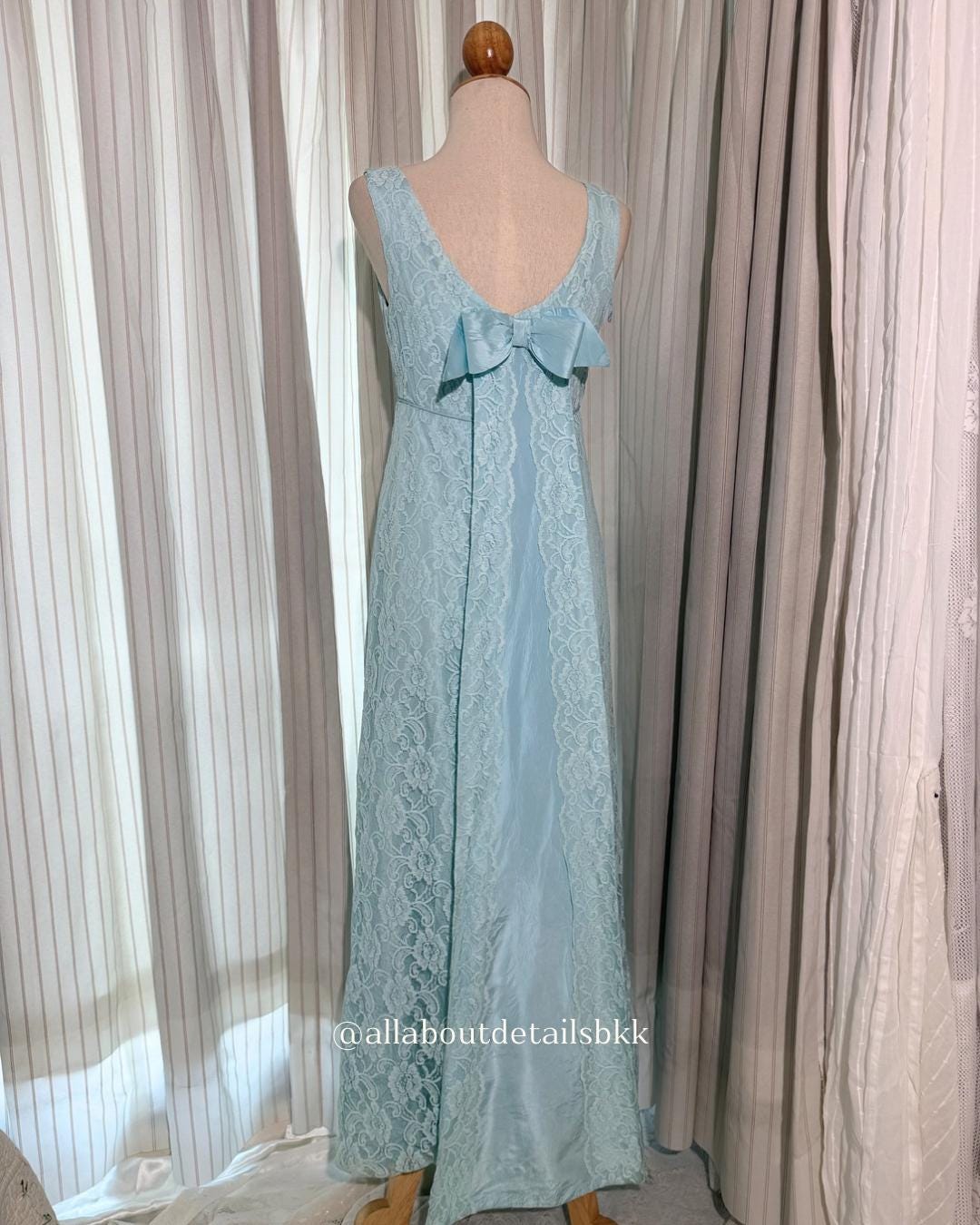 tiffany blue lace dress Vintage 1960s Tiffany Blue Lace Regency Dress, Romantic Pastel Maxi Dress,  Bow Back Formal Gown, Soft Blue Wedding Guest Dress