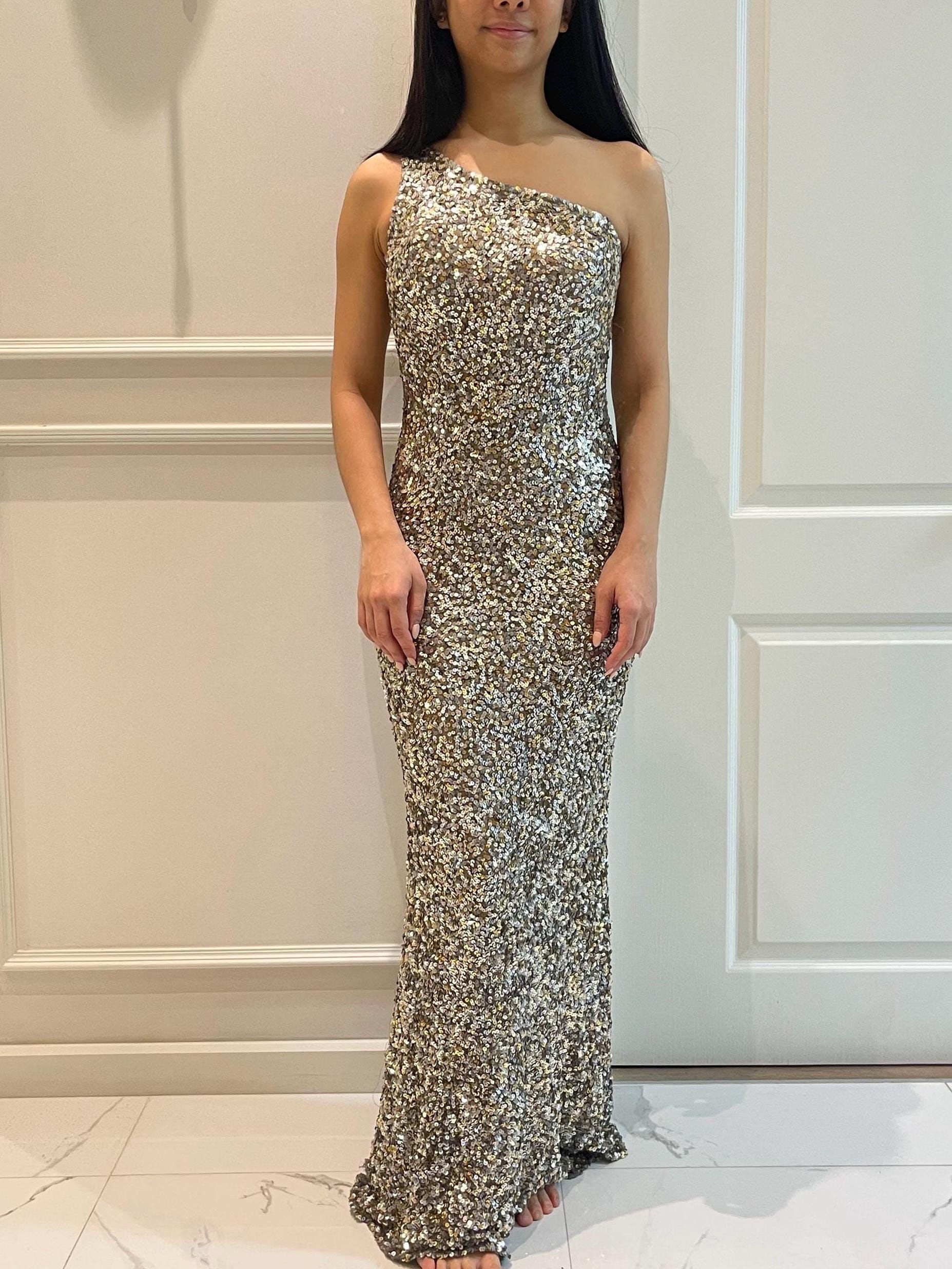 scala one shoulder sequin dress One Shoulder Sequin Dress By SCALA -60290, SKY BLUE