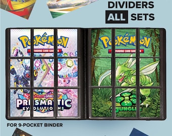 Opbergmap voor Pokémon-kaarten, ALLE sets inbegrepen! – voor 9-pocketmap: Pokémon TCG-separators voor je kaartenverzameling