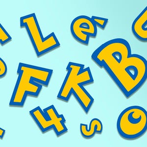DESCARGA INSTANTÁNEA Fuente del alfabeto de letras de Pokémon / Nombre personalizado de la A a la Z / Alta calidad / Decoración / Temática de Pokémon / Colores originales