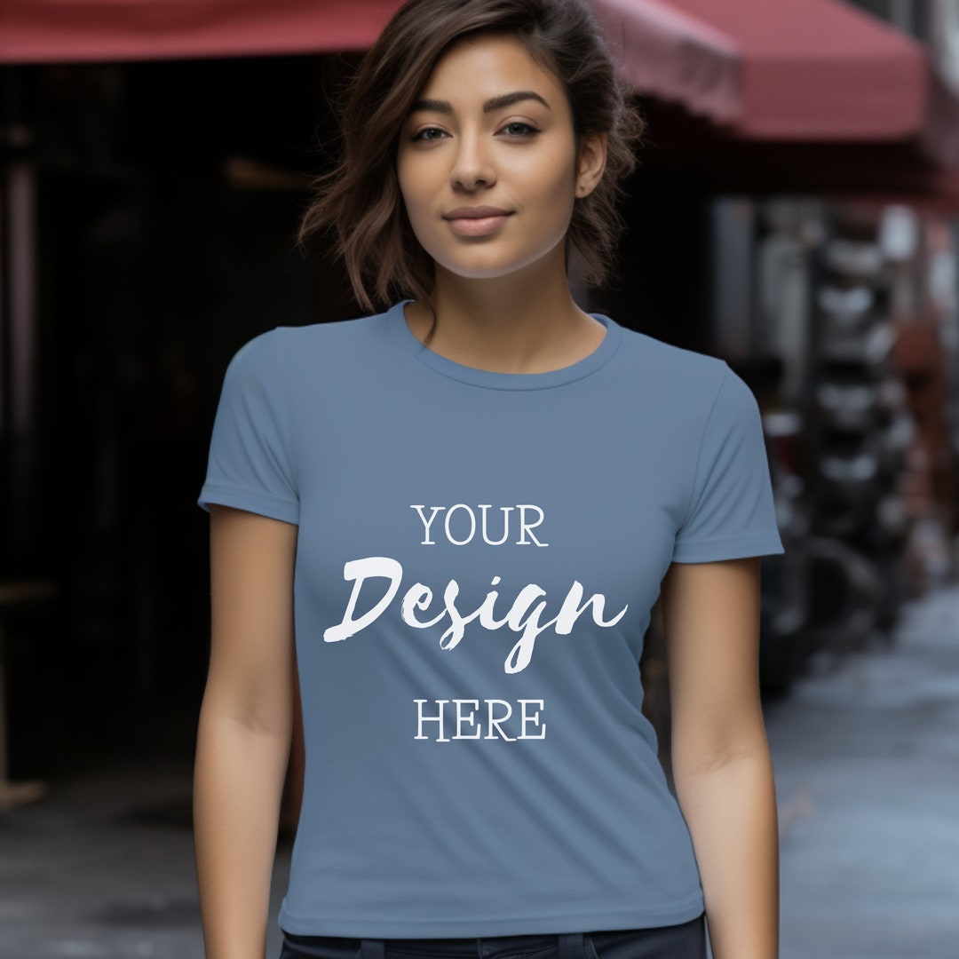 Steel Blue Bella Canvas 3001 Tshirt Mockup Steel Blue Canvas Shirt