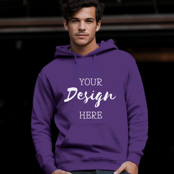 Gildan 18500 Purple Hoodie Mockup, Gildan Hoodie Mock up, Purple Hoodie Mockup, Oversized Hooded Sweatshirt mockup, Styled Mockup