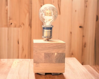 Table lamp, oak lamp, butchers block, end grain, desk lamp, hand made lamp, solid wood lamp, upcycled