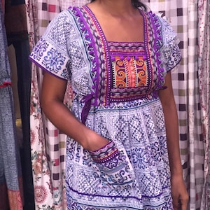 Thai traditional dress, Ethnic dress for woman, Cotton dress with weaved patterns, Thick cotton dress, Lanna dress Hill tribe dress costume