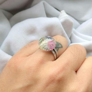 Bague bulle en résine, bague bulle fée, bijoux bulles irisées, cadeau d&#39;anniversaire magique pour meilleure amie, cadeau de remise des diplômes pour fille
