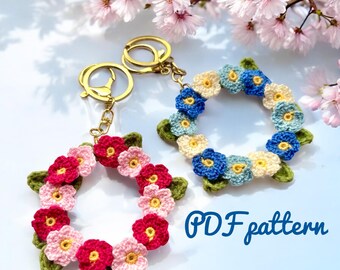 かぎ針編みの花輪のパターン 春の花 夏の花の編みぐるみのパターン 彼女への簡単なパターン 母の日ギフト かわいい車のアクセサリー
